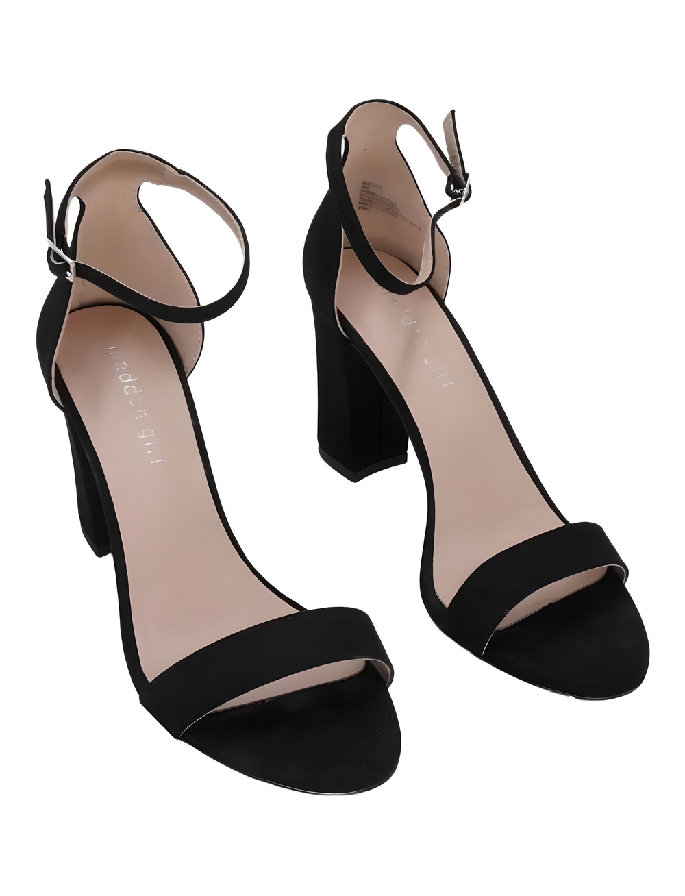 Madden Girl Beella Black Fabric Two-Piece 3.5" Block Heel Sandals Size 9M